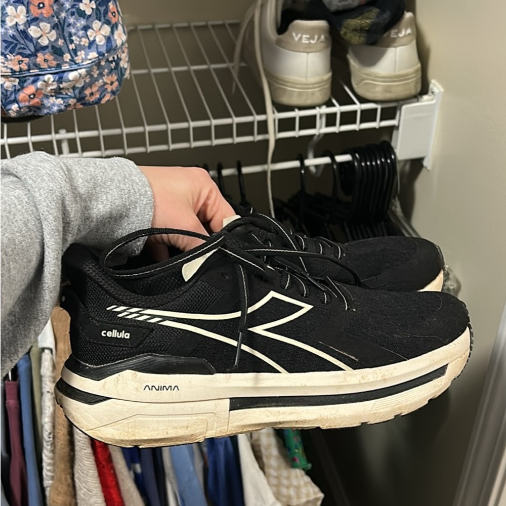 Diadora Black and White Athletic Shoes